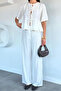 Women's Front Tie Blouse Palazzo Pants Double Set - 3