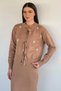 Women's Pearl and Stone Embroidered Knitwear Dress Cardigan Double Set - 3