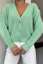 V-Neck Front Buttoned Women's Knitted Sweater Cardigan - 2