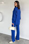 Women's Front Buttoned Self-Line Patterned Knitwear Cardigan Trousers Two-Piece Set - 4