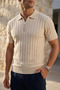 Men's Polo Collar Half Zip Knitwear T-Shirt