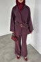 Waist Belted Tunic Trousers Hijab Double Set - 3