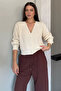 V-Neck Front Buttoned Women's Knitted Sweater Cardigan