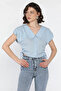 Women's Shirt with Elastic Sleeves and Side Lacing - 2