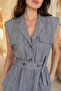 Linen Jumpsuit with Elastic Waistband - 3