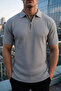 Men's Polo Collar Half Zip Knitwear T-Shirt