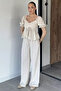 Women's V-Neck Blouse and Pants Two-Piece Set - 5