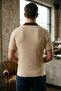 Men's Polo Collar Half Zipper Patterned Knitwear T-Shirt - 2