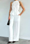 Women's Halter Neck Blouse and Pants Two-Piece Set - 2