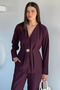 Gülseli Women's Pleated Brooch Detailed Blouse and Elastic Waist Pants Double Set - 3