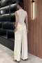 Women's Double-Breasted Collar Tie-Details Blouse and Trousers Two-Piece Set - 3