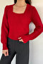 Gülseli Square Collar Knitted Patterned Women's Sweater