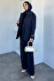 Belted Lined Trench Trousers Hijab Two-Piece Set