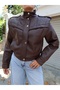 Padded Design Leather Jacket - 3