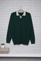 Men's Polo Neck Self-Patterned Knit Sweater - 3