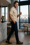 Men's Polo Neck Lycra Knitwear T-Shirt - 2
