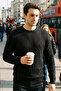 Men's Crew Neck Striped Knit Sweater