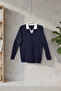 Men's Polo Neck Self-Patterned Knit Sweater - 3