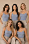 Women's 5-Pack 95% Cotton 5% Elastane Thin Strap Ribbed Undershirt Blue