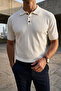 Men's Polo Collar Half Button Knitwear T-Shirt