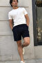 Men's Elastic Waist Tied Linen Shorts - 5