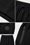 Men's Elastic Waist Capri Pants with Emblem Detail - 4