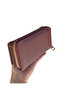 Women's Burgundy Wallet 2 Large Size Multi-Compartment Zippered Card Holder - 3