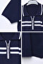 Zippered Striped Polo Collar T-Shirt - 3