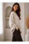 Ecru Crew Neck Oversize Women's Knitwear Sweater - 2