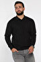 Polo Neck Patterned Men's Knitwear Sweater - 2