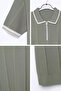Men's Polo Collar Half Zipper Striped Patterned Lycra Knitwear T-Shirt - 3