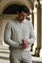 Polo Neck Patterned Men's Knitwear Sweater