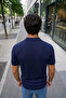 Men's Solid Color Half Zip Polo Collar Knitwear T-Shirt - 2