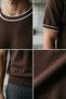 Sleeve Collar Striped Knitwear T-Shirt - 2