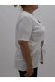 Plus Size Women's Short Sleeve Blouse with Stone Embellishments, Rose and Text Detail - 6