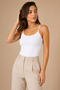 Women's 3-Pack 95% Cotton 5% Elastane Thin Strap Ribbed Undershirt White-Tan-Blue - 5