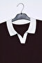 Men's Self-Patterned Polo Collar Knit Sweater - 4