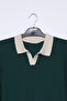 Men's Self-Patterned Polo Collar Knit Sweater - 4