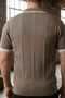 Men's Polo Collar Half Zipper Striped Patterned Lycra Knitwear T-Shirt - 2