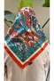Orange Vi̇ra Pattern Soft Cotton Scarf - 3