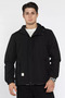 Men's Seasonal Coat with Zipper and Snap Fasteners and Hood - 2