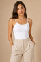 Women's 3-Pack 95% Cotton 5% Elastane Thin Strap Ribbed Undershirt White-Tan-Blue - 2