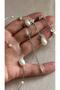 White Pearl Detailed Necklace Earring Set – Xp Quality – Silver Color – 45 cm Stylish Jewelry Set for Daily and Evening Use - 6