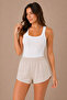 Women's Square Neck Wide Strap 100% Cotton Camisole Basic Undershirt White - 3