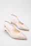 Women's 3 cm Heeled Siri Toe Stone Evening Dress Shoes