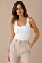 Women's Square Neck Wide Strap 100% Cotton Camisole Basic Undershirt White