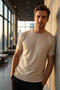 Men's Crew Neck Striped Patterned Lycra Knitwear T-Shirt - 4