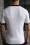 Men's Ribbed Sleeve Collar Striped Knitwear T-Shirt - 4