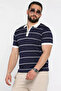 Men's Polo Collar Half Zipper Striped Patterned Knitwear T-Shirt - 2