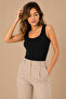 Women's 2-Pack 95% Cotton U-Neck Thick Strap Ribbed Camisole Undershirt Black-White - 4